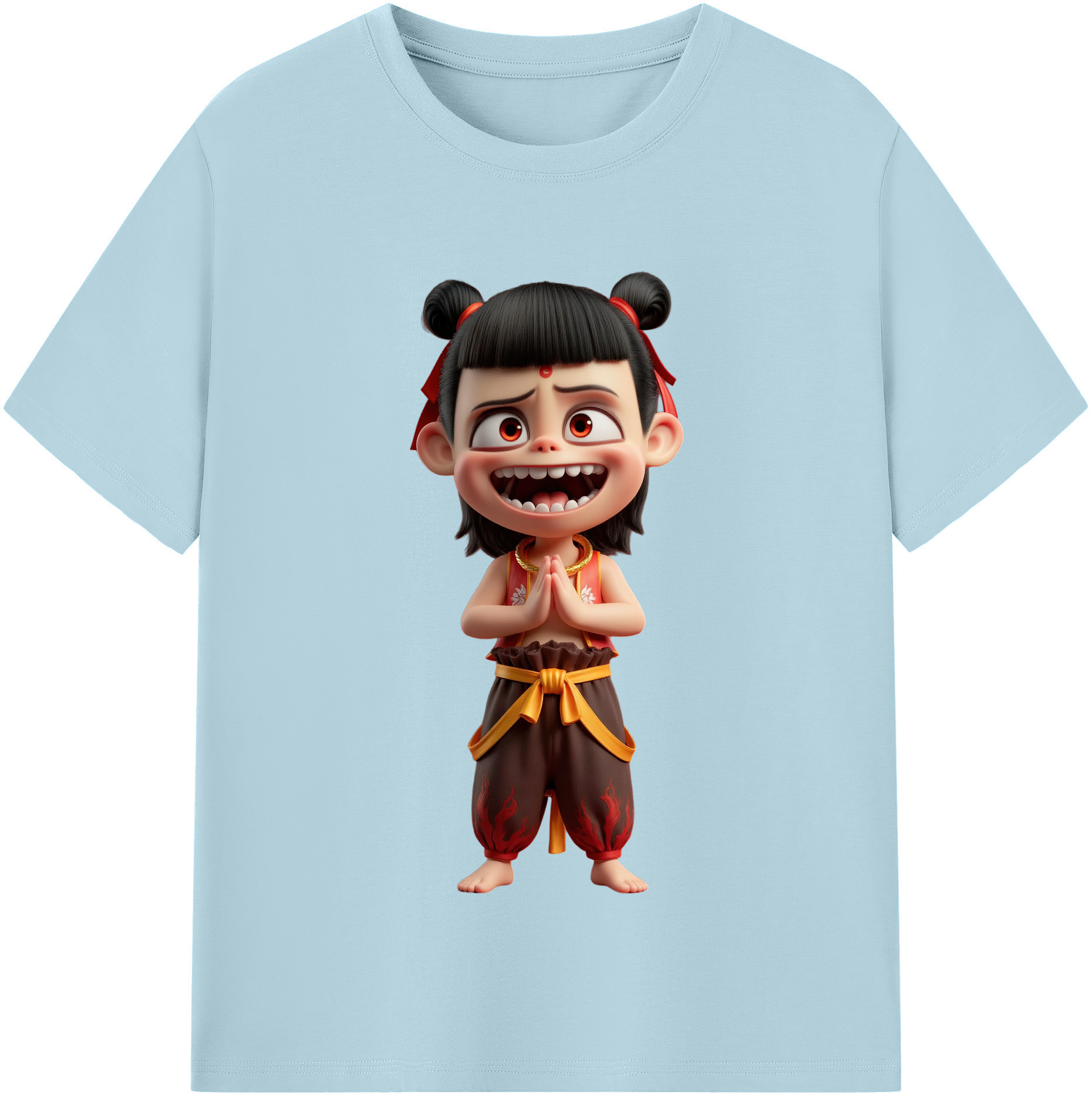 （画像用） Ne Zha 2 ナタ 魔童の大暴れ 綿100％半袖Tシャツ（フロントプリント）